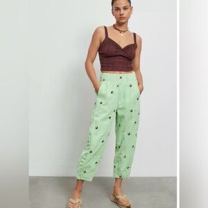 BDG X urban outfitters Light Green Yin Yang Embroidered Cropped cords XS